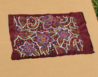 Kuna Indian Hand Sewn  Mola Art Of Flowers Large Material Burgundy Beautiful
