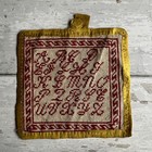 Antique Red Work Alphabet Sampler Pretty Mustard Silk Edging Turkey Red
