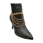 Women Gold Metal Elegant Party Boot Chain Bracelet Anklet Shoe Multi Waves Back