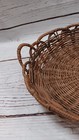 Vintage 10 Inch Hand Made Round Flat Wicker Basket