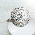 Art Deco Style 2 5ct Round Lab Created Diamond Engagement 14k Gold Finish Ring