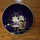 Jaeger Echt Kobalt Bavaria 9 75  Porcelain Bowl Lillies Gold Trim
