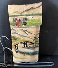 Rare Vtg 3 Folding Collapsible Wire Travel  Hangers In Hand tooled Leather Case