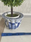 Chinese Blue White Porcelain Short Orchid Vase Floral Peony W  Topiary