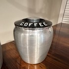 Vintage 3pc Kromex Aluminum Kitchen Canister Set Black Lids Tea Coffee Flour