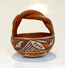 Vintage Isleta Pueblo Pottery Basket