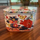 2 Vtg Decorative Floral Butterfly Tins Hinged Made England Designer Daher Excel 