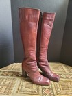 Vtg 70 s Alfiero Maccanii Red-brown Leather Tall Gogo Knee High Boots 8 5 Aa