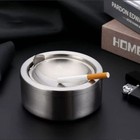 Nescope Stainless Steel Windproof Ashtray 4 7 4 7 2 3 Inches  Matte Silver 
