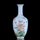 A Pair Chinese Pastel Porcelain Handpainted Exquisite  Flower plant Vase 6497