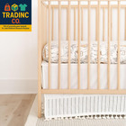 Boho Cotton Baby Crib Skirt With Fringe  White Bed Skirt Fits Standard Cribs  Sk