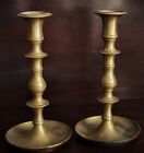 Pr Candlestick  Russian  C1820  Solid Brass  Dish Base  Baluster  8 75  T