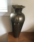 Vintage Large Brass Hammered Floor Vase Made In India