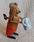 Antique Schuco Windup Toy Bear With Beer Stein W key Works  1930s Germany