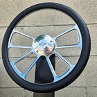 14  Billet 4 Spoke Steering Wheel W  Black Vinyl Wrap And Chevy Horn