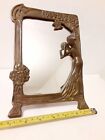 Vintage Art Deco  Nouveau Woman Lady In Mirror Solid Brass Frame  9 x7   2 Lbs