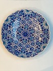 Artisan Made Turkish Art Pottery Kutahya Bowl Blue   White Ceramic 12    Signed