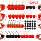 52 Pcs Artificial Fake Fruit  Includes Fake Strawberries Fake Blueberries Fake R