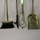 Vintage Brass And Green Marble Fireplace Tool Set 4 Piece