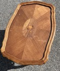 20th C  French Provincial Louis Xv Carved Marquetry Inlay End Table W Glass Tray