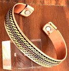 Pure Copper Magnetic Bracelet Arthritis Pain Therapy Energy Cuff Two Tone Chain