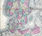 1860 Johnson Map Norway Sweden Denmark Prussia Germany Stockholm Cologne Berlin