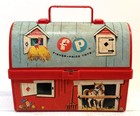 Vintage Fisher-price Mini Toy Lunch Kit  549 Barn Lunchbox W  Thermos 1962