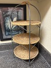 Three  3  Tiered Wicker   Metal Rattan Stand   10  Dia X 22  Tall