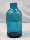 Vtg Hand Blown Mid Century Glass Bottle Apothecary Vase Vibrant Teal Blue 155