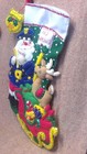 Bucilla Felt Christmas Stocking 18 Inch  Completed Handmade Beaded And Sequined