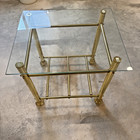 Vintage Italian Brass   Glass Mid-century Modern End Side Tray Tube Retro Table 