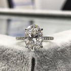 4 00 Tcw Oval Real Moissanite Women s  Engagement Ring 14k White Gold Plated