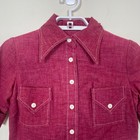 Vintage 70s Mini Shirt Dress Burgundy Red Short Sleeve Mod Dagger Collar Women S