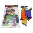 Vintage Halloween Yard Art Of Lot Of 2 Impact Plastics Spring Witch Bat Spider