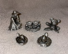 Vintage Miniature Pewter Figurines Lot Of 5