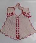 Vintage Handmade Crocheted Bib White  Red Trim Baby  Doll  Stuffed Animal  Decor