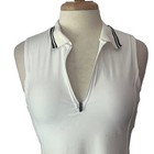 Ewedoos Tennis Golf Dress Women Large White Sleeveless Collar Zip Neck Fit Flare
