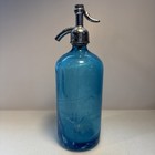 Vintage Irwin s Bev Philadelphia Blue Glass Seltzer Bottle 26 Oz  11  Tall