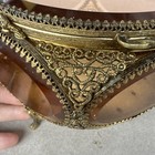 Vintage Brass Ormolu 6-sided Jewelry Casket Box  Beveled Glass Windows