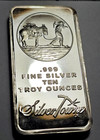 1 - 10 Oz   999 Fine Silver Ten Troy Ounces Silver Towne Mint Miners Bar