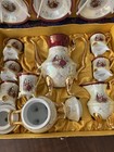 Vintage Japan Lusterware Tea Set 17 Pc Victorian Couple Gold Gilt Case