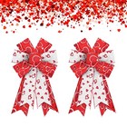 2 Pcs Valentine s Day Bows For Wreath  Valentines Style 3 2pcs White Heart