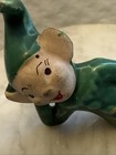 Vintage Christmas Pixie Elf Ceramic Figurine Green Japan Circa 1950 s 3 75   