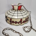Lg Vtg Hanging Resin Foosball   Pool Table Mancave Bar Light  Faux Stained Glass