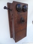 Antique Original Oak Wood Wall Western Electric Hand Crank Telephone For Parts