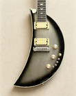 Us Vintage Crescent Moon Electric Guitar Black Silver Burst Rare Shape Guitar