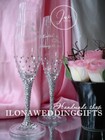 Swarovski Crystal Personalized Gold Wedding Champagne Toast Glass Flutes Sparkle