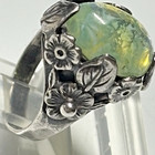 Antique Victorian Art Nouveau Sterling Silver Opaline Cabochon Ring Size 3 25