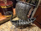 Vintage Mid-century Viking Ship 17    Modernist Metal Norse Longboat