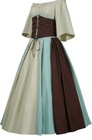 Medieval Renaissance Dress Wench Barmaid Witch Sz M Green Brown Cosplay Costume